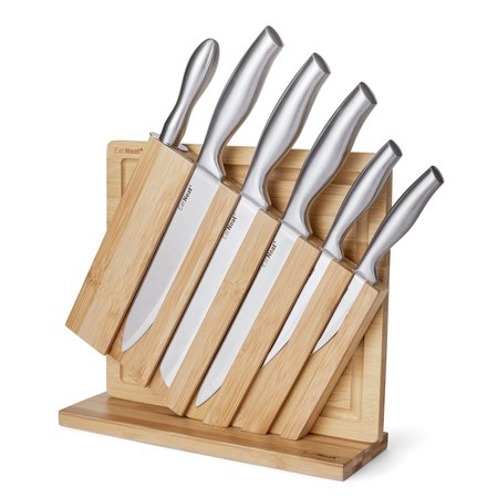 SNOW JOE EatNeat 8Piece Knife Set W Cutting Board  Knife Block SN211009